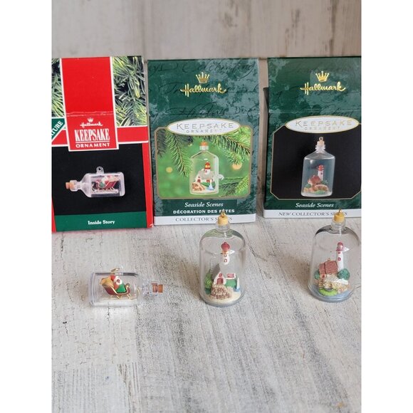 Hallmark miniature Seaside things bottle ornament Xmas set Santa - Picture 1 of 5